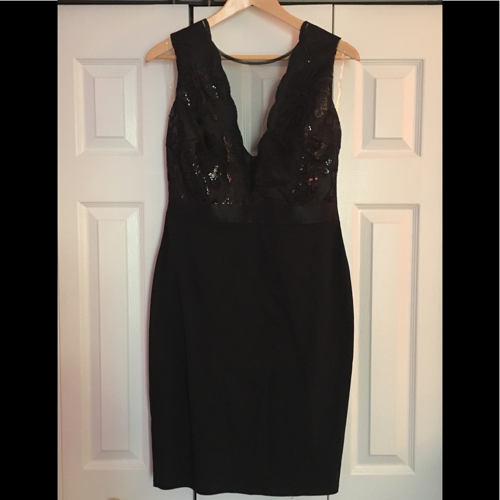 Deep V sequined cocktail dress